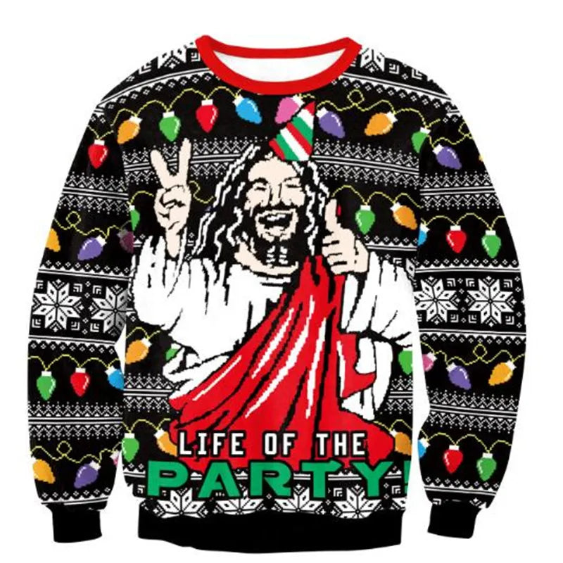 New Unisex Men Women 2026 Ugly Christmas Sweater For Holidays Santa Elf Christmas Printed Novelty Autumn Winter Blouses Clothing
