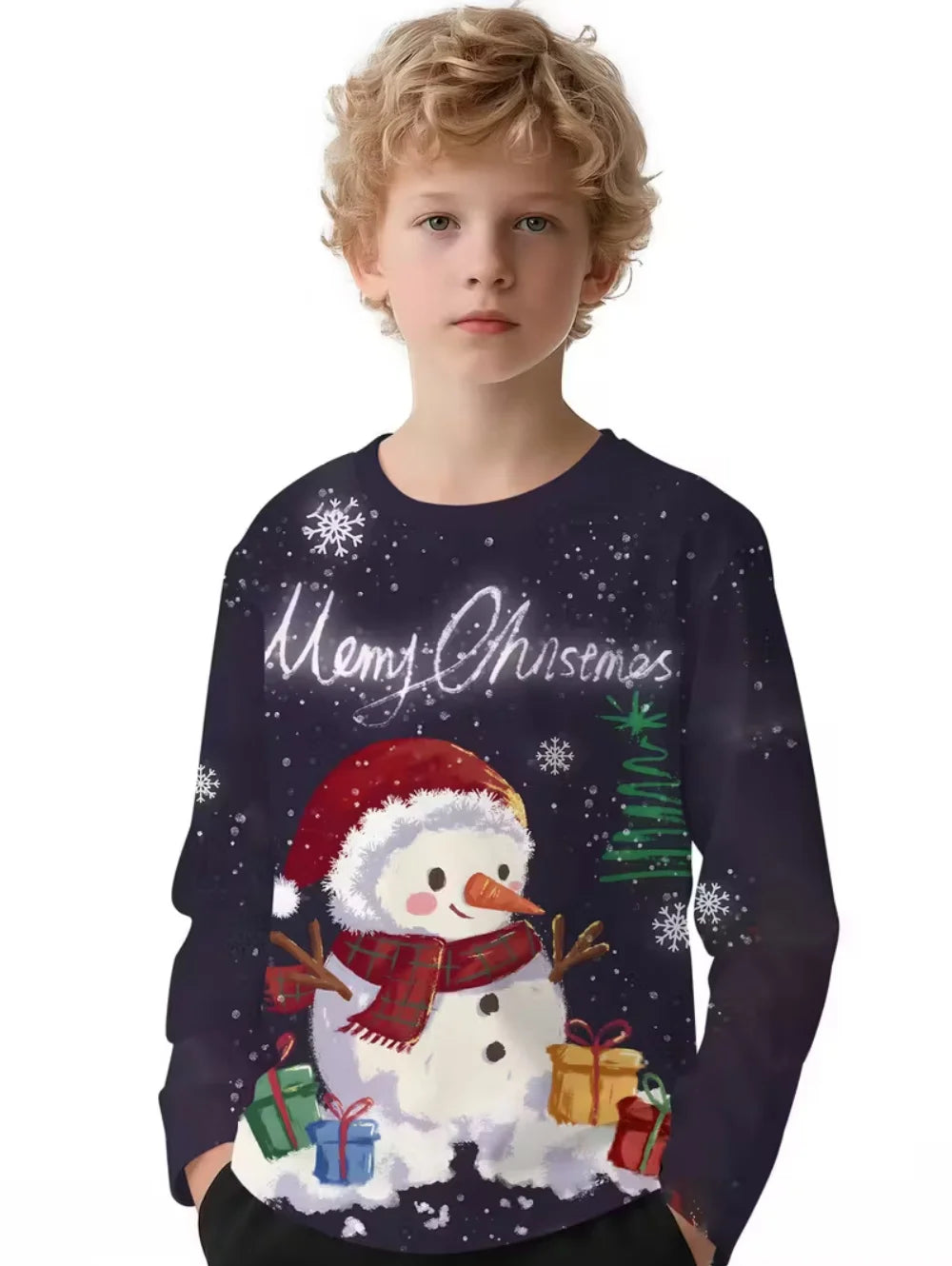 Santa Claus T-Shirts for Children 3D Print Long Sleeve Tee Girls Clothes Cartoon O-Neck Tops Christmas Gifts Children's Clothing