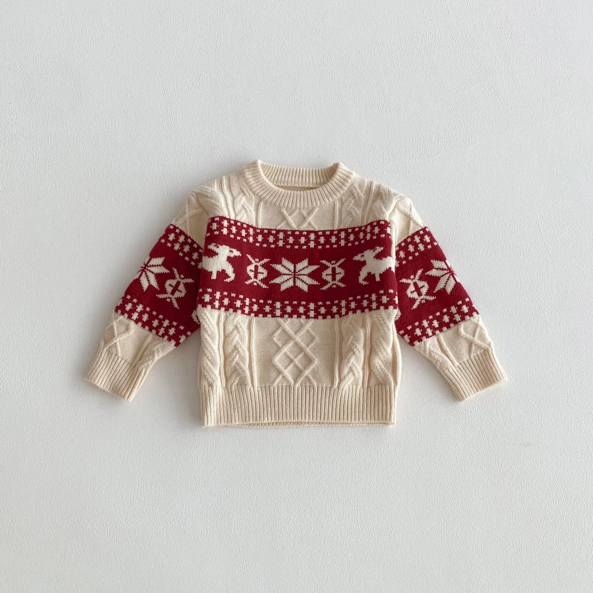 2025 Christmas Winter New Kids Sweater Christmas New Year Snowflake Knit Children Top Warm Pullover Sweater 1-6Yrs Boys Girls