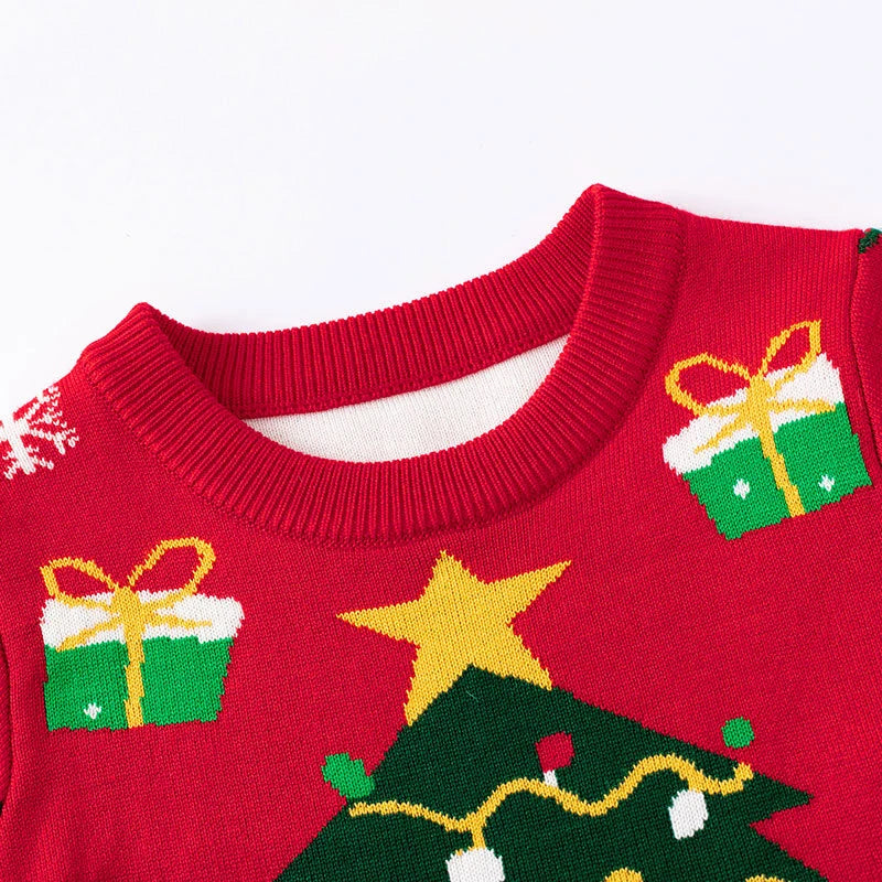 Merry Christmas Winter Children's Sweater Boys Girls Jacquard Kid Sweater Knitted Red Christmas Tree Gift Decoration Clothing
