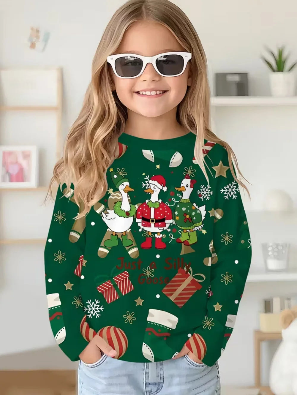 Christmas Kids T-Shirt Santa Claus 3D Print Boys Girls Autumn Long Sleeve Tee Outdoor Holiday Party Cartoon Children's Clothing