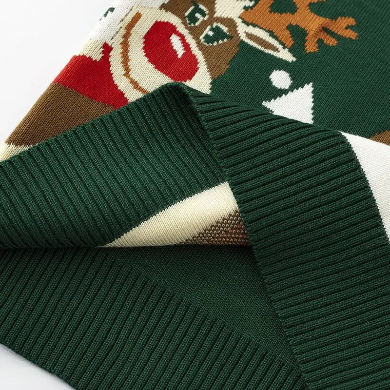 New Arrival 2025 Children's Christmas Sweater Elk Print Full Sleeve Pullover Tops Warm Soft Knitwear Baby Boys Girls Xmas Look