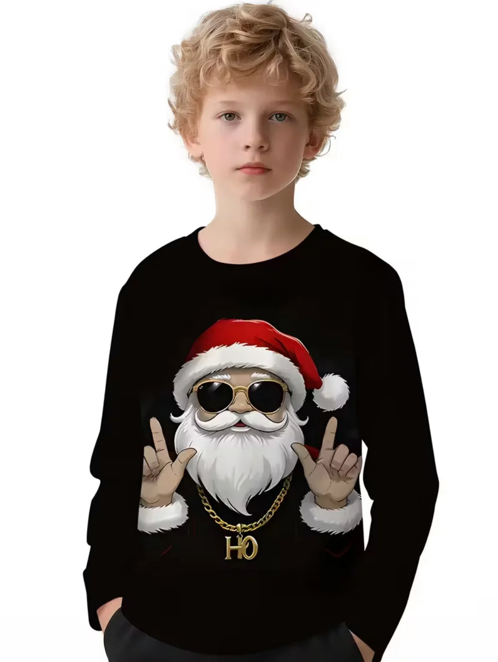 Santa Claus T-Shirts for Children 3D Print Long Sleeve Tee Girls Clothes Cartoon O-Neck Tops Christmas Gifts Children's Clothing