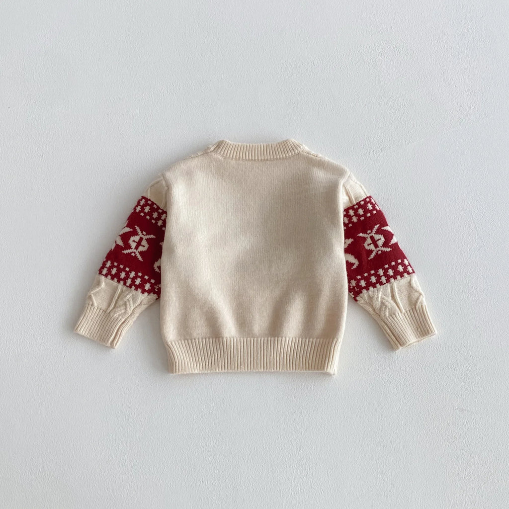 2025 Christmas Winter New Kids Sweater Christmas New Year Snowflake Knit Children Top Warm Pullover Sweater 1-6Yrs Boys Girls