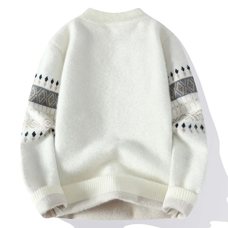 Man Thick Warm Comfortable High Quality Sweaters Men's Loose stripe printing Pullover Brand Clothing Male Slim Fit Fashion Knitt