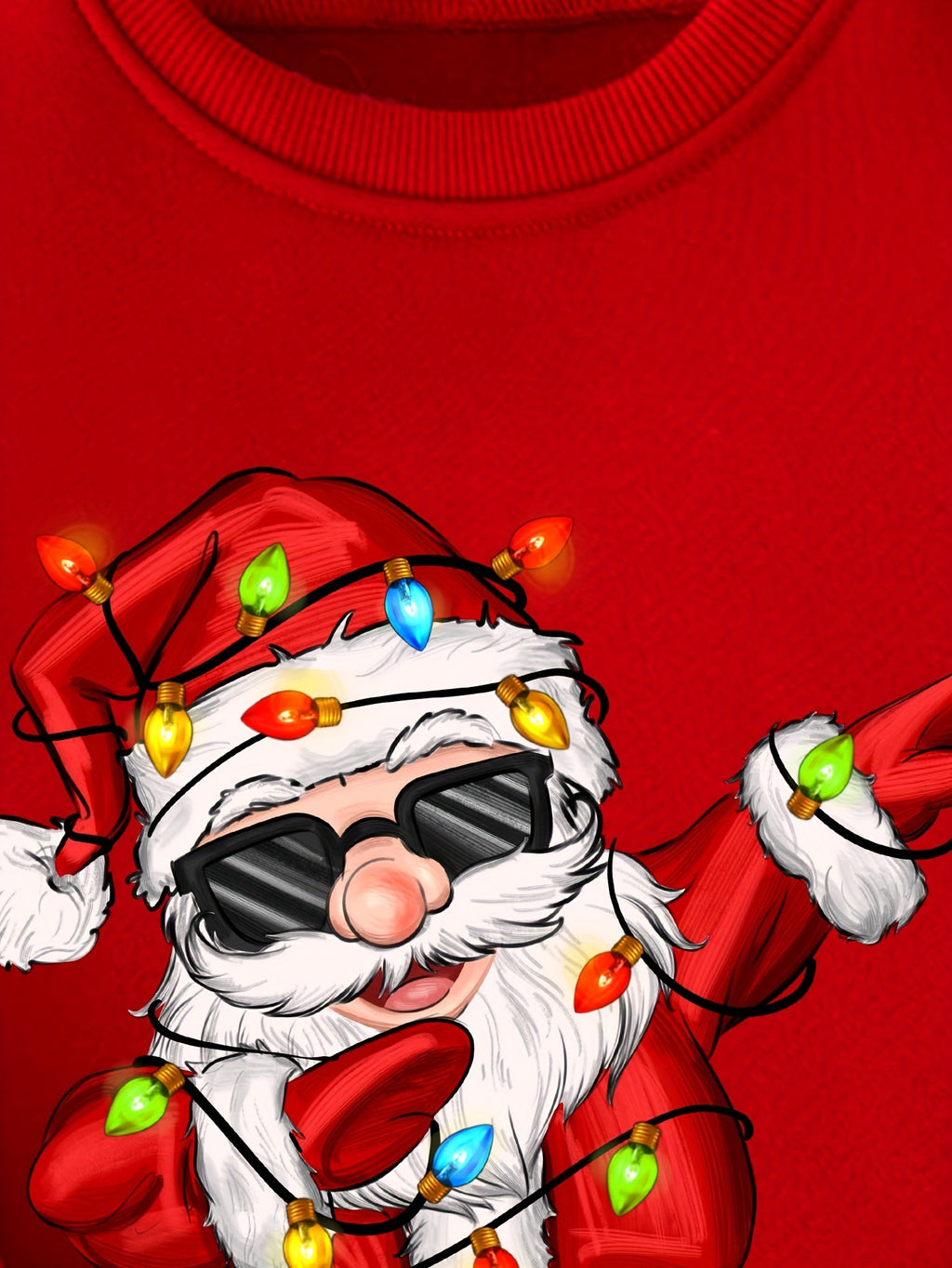 Chicfull Boys' Cozy Fleece-Lined Christmas Sweatshirt with Dancing Santa Print - Casual & Stylish for Fall/Winter, WY0108, Thickened